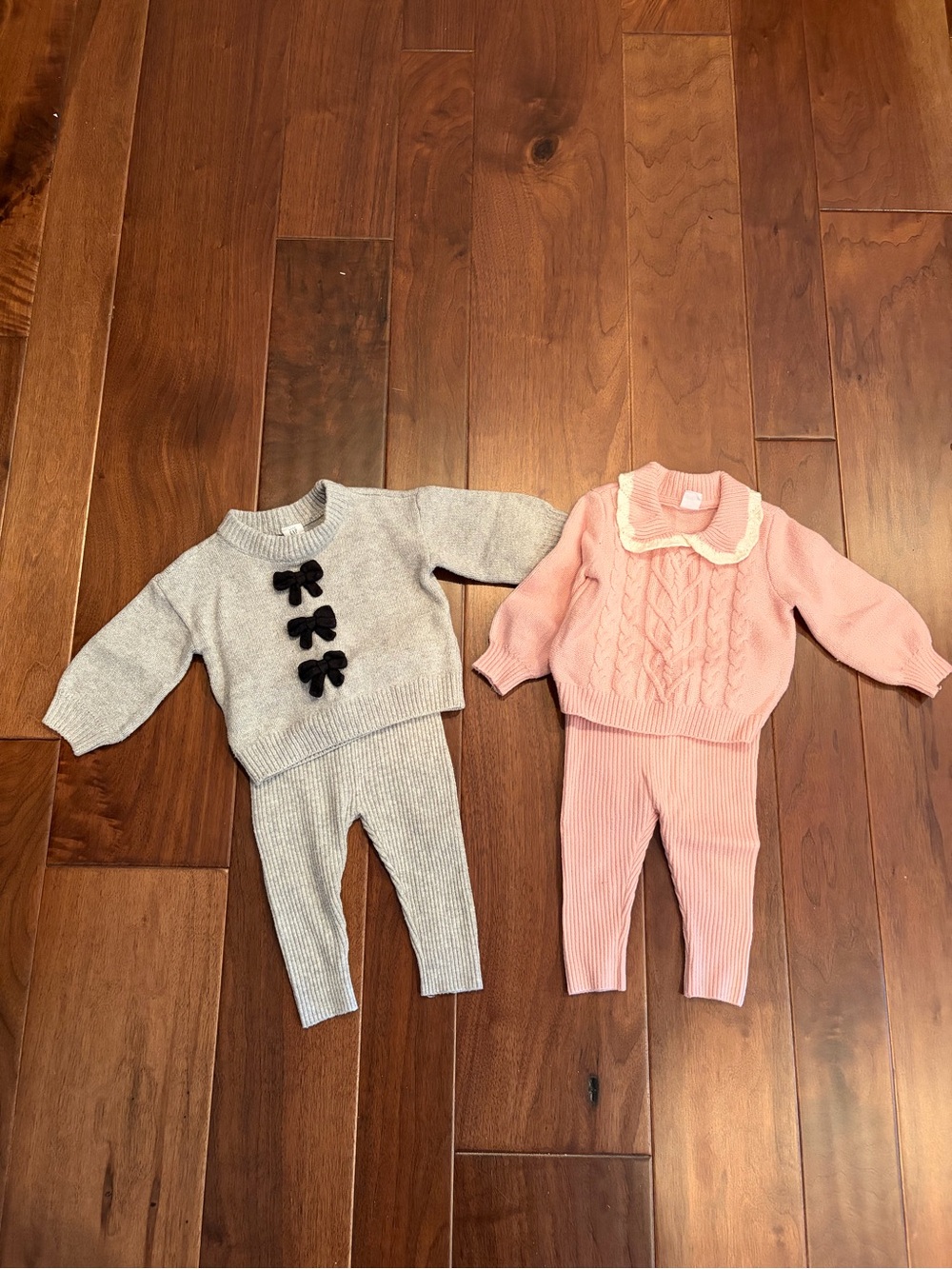 GAP Pink Cable Knit Set & Gray Bow Accent Knit Set size 12-18 mo EUC